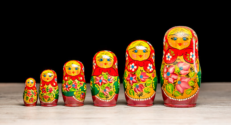 dolls lined in a row