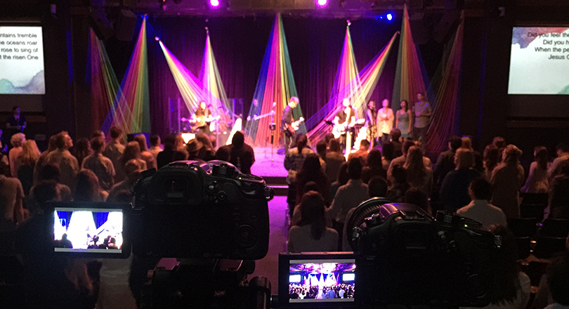 Inside a modern church band playing