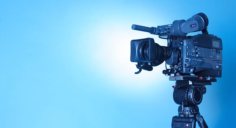 Camera with blue background