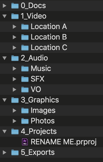 Wipster organizational video folder structure