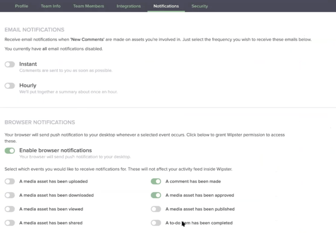 Getting Project Updates Using Wipster Integrations