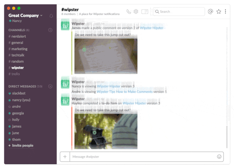Wipster and Slack Integration