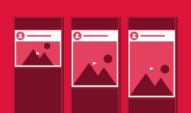 pink image of three screens