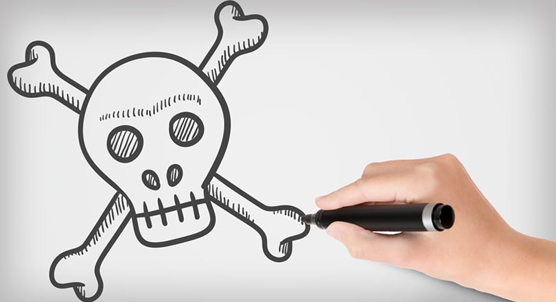 Skull on whiteboard