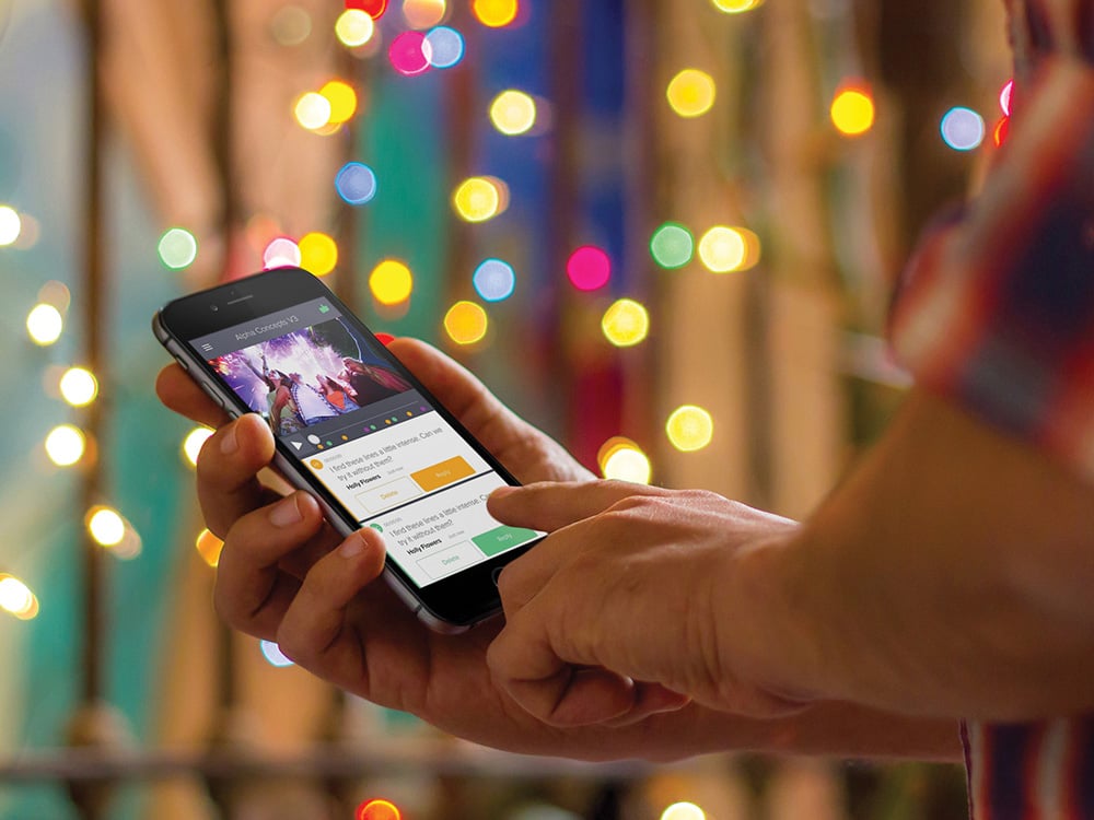mobile with lights behind