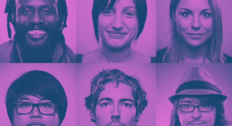 6 people in purple grid
