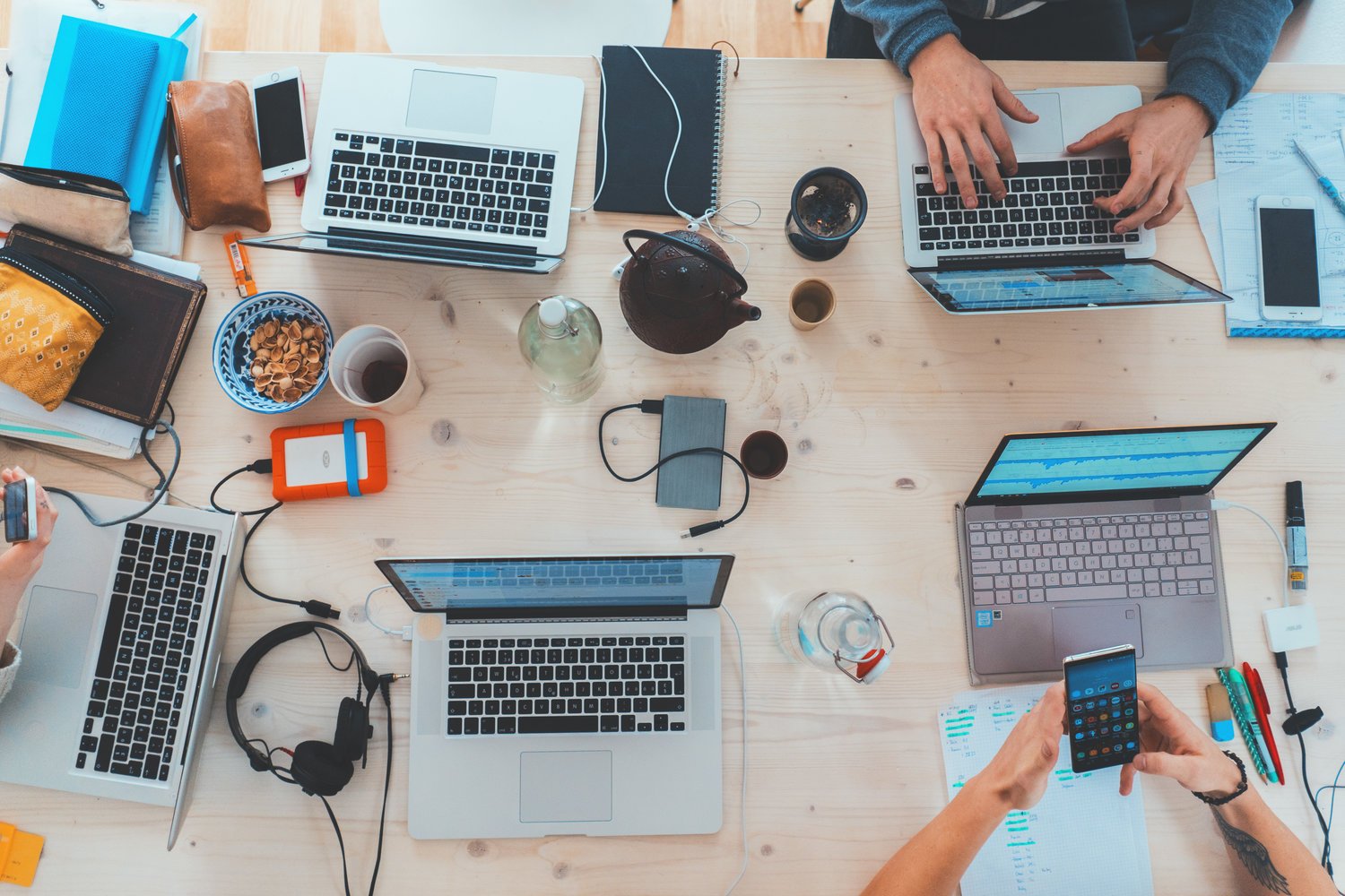 Computers on table