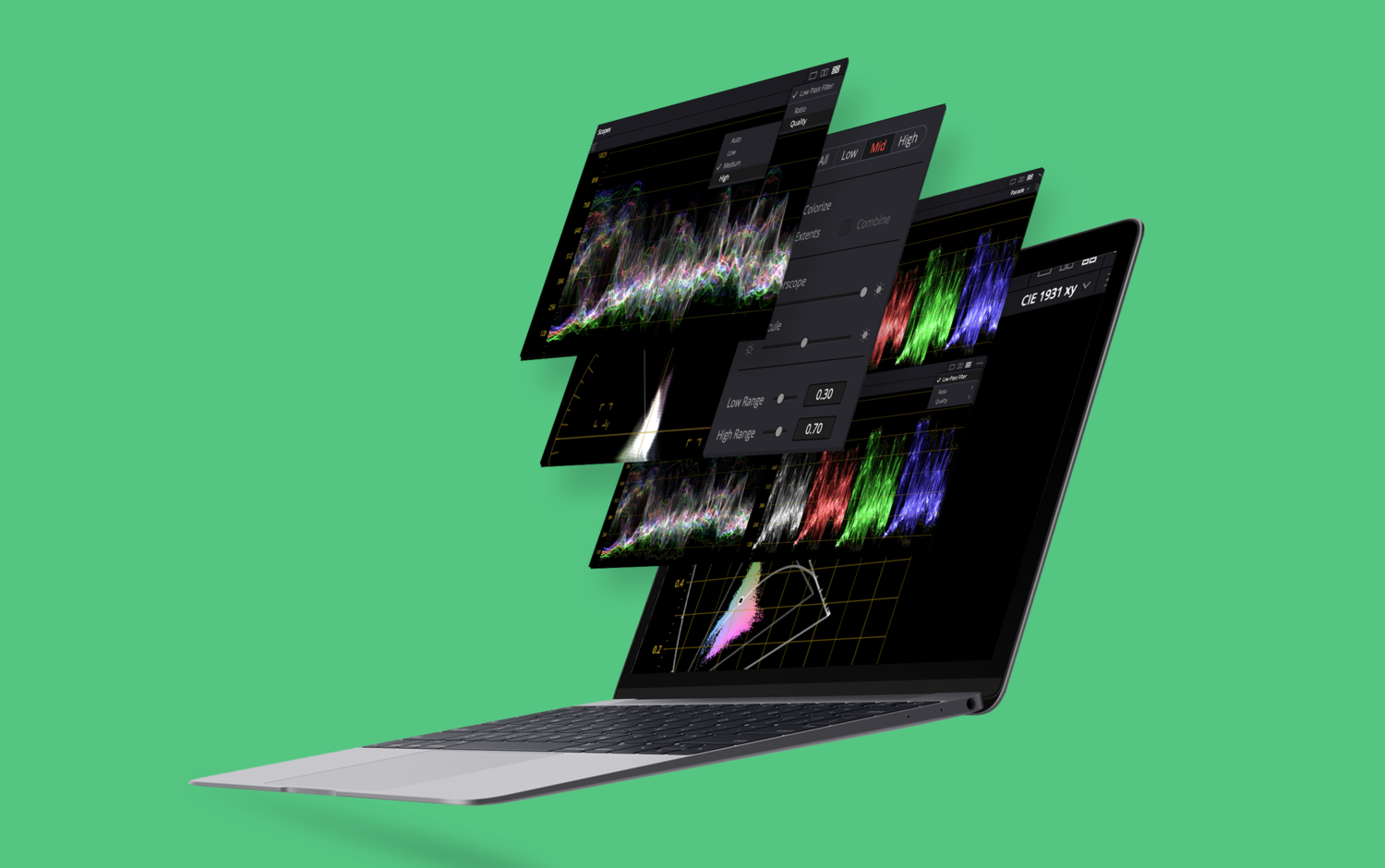 computer screen with green background