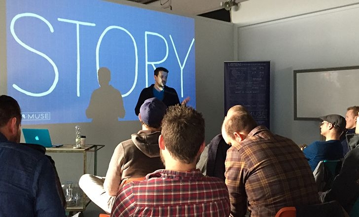 someone telling story to an audience