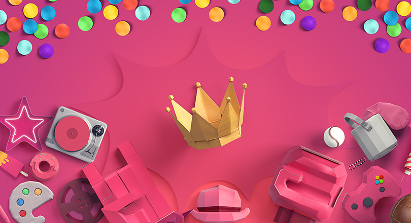 Pink image with gold crown