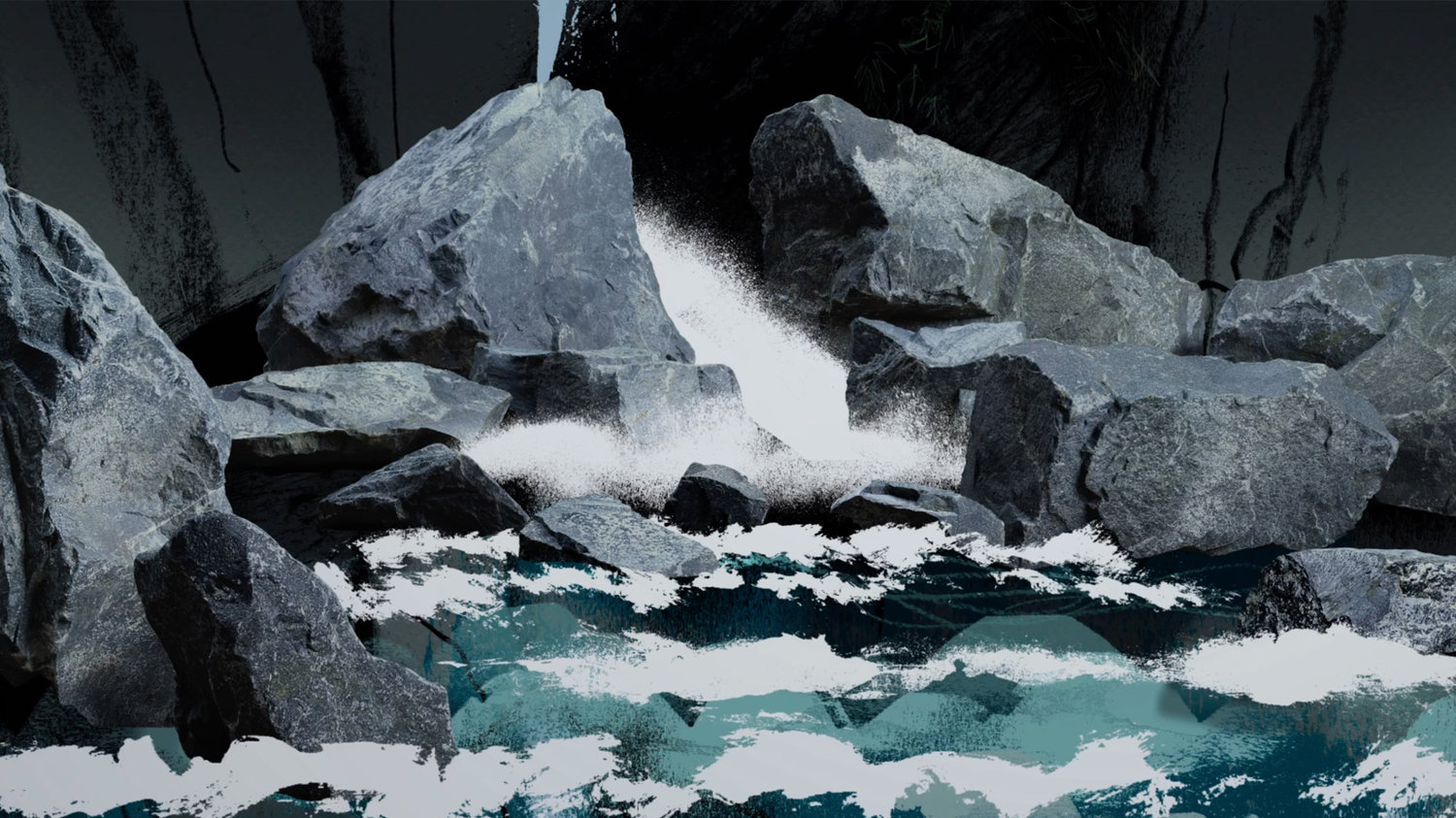 water and rocks